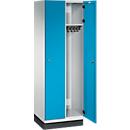 C+P Cambio locker, 2 vakken, met sokkel, B 600 x D 525 x H 1980 mm, lichtgrijs/lichtblauw
