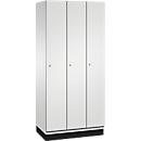 C+P Cambio locker, 3 vakken, met sokkel, B 900 x D 525 x H 1980 mm, lichtgrijs