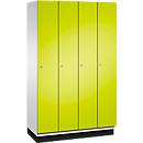 C+P Cambio locker, 4 vakken, met sokkel, B 1200 x D 525 x H 1980 mm, lichtgrijs/kleedgroen