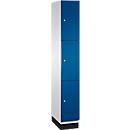 C+P Cambio lockerkast, 1 vak, 3 vakken, met plint, B 300 x D 525 x H 1980 mm, lichtgrijs/enzianblauw