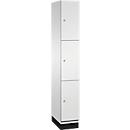 C+P Cambio lockerkast, 1 vak, 3 vakken, met plint, B 300 x D 525 x H 1980 mm, lichtgrijs