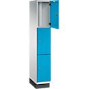 C+P Cambio lockerkast, 1 vak, 3 vakken, met plint, B 300 x D 525 x H 1980 mm, lichtgrijs/lichtblauw