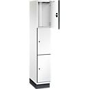 C+P Cambio lockerkast, 1 vak, 3 vakken, met plint, B 300 x D 525 x H 1980 mm, verkeerswit/wit