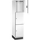 C+P Cambio lockerkast, 1 vak, 3 vakken, met plint, B 400 x D 525 x H 1980 mm, verkeerswit/wit