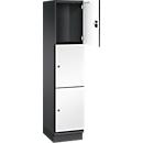 C+P Cambio lockerkast, 1 vak, 3 vakken, met plint, B 400 x D 525 x H 1980 mm, zwart-grijs/wit