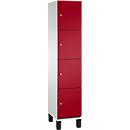 C+P Cambio lockerkast, 1 vak, 4 vakken, op poten, B 400 x D 525 x H 1980 mm, lichtgrijs/ruinrood