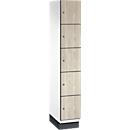 C+P Cambio lockerkast, 1 vak, 5 vakken, met plint, B 300 x D 525 x H 1980 mm, verkeerswit / essenhout decor