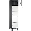 C+P Cambio lockerkast, 1 vak, 5 vakken, op poten, B 400 x D 525 x H 1980 mm, zwart-grijs/wit