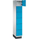 C+P Cambio lockerkast, 1 vak, 6 vakken, met plint, B 300 x D 525 x H 1980 mm, lichtgrijs/lichtblauw