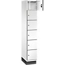 C+P Cambio lockerkast, 1 vak, 6 vakken, met plint, B 300 x D 525 x H 1980 mm, verkeerswit/wit