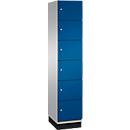 C+P Cambio lockerkast, 1 vak, 6 vakken, met plint, B 400 x D 525 x H 1980 mm, blank aluminium/ gentiaanblauw
