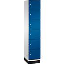C+P Cambio lockerkast, 1 vak, 6 vakken, met plint, B 400 x D 525 x H 1980 mm, lichtgrijs/enzianblauw