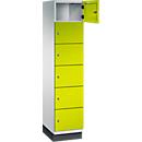 C+P Cambio lockerkast, 1 vak, 6 vakken, met plint, B 400 x D 525 x H 1980 mm, lichtgrijs/kleedgroen