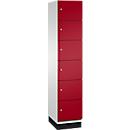C+P Cambio lockerkast, 1 vak, 6 vakken, met plint, B 400 x D 525 x H 1980 mm, lichtgrijs/ruinrood