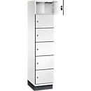 C+P Cambio lockerkast, 1 vak, 6 vakken, met plint, B 400 x D 525 x H 1980 mm, verkeerswit/wit