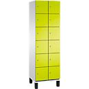 C+P Cambio lockerkast, 2 vakken, 12 vakken, op poten, B 600 x D 525 x H 1980 mm, lichtgrijs/kleedgroen