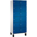C+P Cambio lockerkast, 2 vakken, 12 vakken, op poten, B 800 x D 525 x H 1980 mm, lichtgrijs/ gentiaanblauw