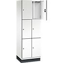 C+P Cambio lockerkast, 2 vakken, 6 vakken, met plint, B 600 x D 525 x H 1980 mm, verkeerswit/wit