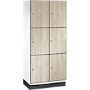 C+P Cambio lockerkast, 2 vakken, 6 vakken, met plint, B 800 x D 525 x H 1980 mm, verkeerswit / essenhout decor