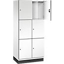 C+P Cambio lockerkast, 2 vakken, 6 vakken, met plint, B 800 x D 525 x H 1980 mm, verkeerswit/wit