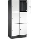 C+P Cambio lockerkast, 2 vakken, 6 vakken, met plint, B 800 x D 525 x H 1980 mm, zwart-grijs/wit
