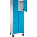 C+P Cambio lockerkast, 2 vakken, 6 vakken, op poten, B 600 x D 525 x H 1980 mm, lichtgrijs/lichtblauw
