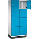 C+P Cambio lockerkast, 2 vakken, 8 vakken, met plint, B 800 x D 525 x H 1980 mm, lichtgrijs/lichtblauw