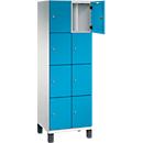 C+P Cambio lockerkast, 2 vakken, 8 vakken, op poten, B 600 x D 525 x H 1980 mm, lichtgrijs/lichtblauw