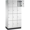 C+P Cambio lockerkast, 3 vakken, 12 vakken, met plint, B 900 x D 525 x H 1980 mm, lichtgrijs