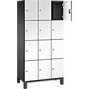 C+P Cambio lockerkast, 3 vakken, 12 vakken, op poten, B 900 x D 525 x H 1980 mm, zwart-grijs/wit