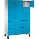 C+P Cambio lockerkast, 3 vakken, 15 vakken, op poten, B 1200 x D 525 x H 1980 mm, lichtgrijs/lichtblauw