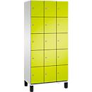 C+P Cambio lockerkast, 3 vakken, 15 vakken, op poten, B 900 x D 525 x H 1980 mm, lichtgrijs/kleedgroen