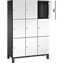 C+P Cambio lockerkast, 3 vakken, 9 vakken, op poten, B 1200 x D 525 x H 1980 mm, zwart-grijs/wit