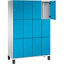 C+P Cambio lockerkast, 4 vakken, 12 vakken, op poten, B 1200 x D 525 x H 1980 mm, lichtgrijs/lichtblauw