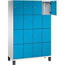 C+P Cambio lockerkast, 4 vakken, 16 vakken, op poten, B 1200 x D 525 x H 1980 mm, lichtgrijs/lichtblauw