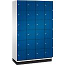C+P Cambio lockerkast, 4 vakken, 24 vakken, met plint, B 1200 x D 525 x H 1980 mm, lichtgrijs/ gentiaanblauw