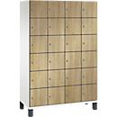 C+P Cambio lockerkast, 4 vakken, 24 vakken, met plint, B 1200 x D 525 x H 1980 mm, verkeerswit
