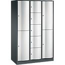 C+P combikast Resisto, 3 afdelingen, 9 vakken, B 1148 x D 540 x H 1950 mm, antracietgrijs/lichtgrijs