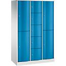 C+P combikast Resisto, 3 afdelingen, 9 vakken, B 1148 x D 540 x H 1950 mm, lichtgrijs/lichtblauw