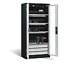 C+P Comfort acculaadkast met kijkvenster van acrylglas, H 1950 x B 930 x D 500 mm, antraciet/lichtgrijs