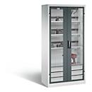 C+P Comfort acculaadkast met kijkvenster van acrylglas, H 1950 x B 930 x D 500 mm, lichtgrijs/antraciet