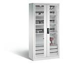 C+P Comfort acculaadkast met kijkvenster van acrylglas, H 1950 x B 930 x D 500 mm, lichtgrijs