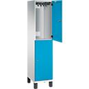 C+P Doppelstöckiger Spind Cambio, 1 Abteil, 2 Fächer, auf Füßen, B 400 x T 525 x H 1980 mm, lichtgrau/lichtblau