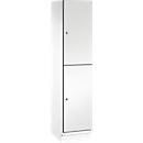 C+P Doppelstöckiger Spind Cambio, 1 Abteil, 2 Fächer, mit Sockel, B 400 x T 525 x H 1980 mm, verkehrsweiß/weiß