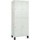 C+P Doppelstöckiger Spind Cambio, 2 Abteile, 4 Fächer, auf Füßen, B 800 x T 525 x H 1980 mm, verkehrsweiß