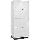 C+P Doppelstöckiger Spind Cambio, 2 Abteile, 4 Fächer, mit Sockel, B 800 x T 525 x H 1980 mm, verkehrsweiß
