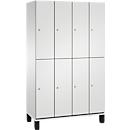 C+P Doppelstöckiger Spind Cambio, 4 Abteile, 8 Fächer, auf Füßen, B 1200 x T 525 x H 1980 mm, lichtgrau