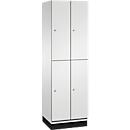 C+P Double-store locker Cambio, 2 vakken, 4 legborden, met plint, B 600 x D 525 x H 1980 mm, lichtgrijs