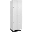 C+P Double-store locker Cambio, 2 vakken, 4 legborden, met plint, B 600 x D 525 x H 1980 mm, verkeerswit