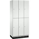 C+P Double-store locker Cambio, 3 vakken, 6 vakken, met plint, B 900 x D 525 x H 1980 mm, lichtgrijs